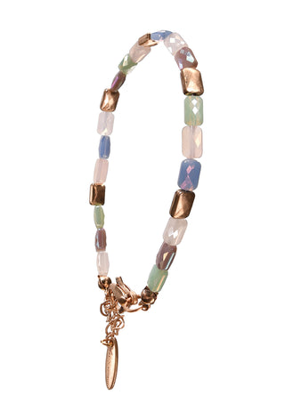 B - Facetted Pillow Beads - Elas - Blue Aura/Mint/Worn Gold