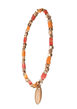B - Squaring Up Beaded Chain - Coral/Satsuma/Gold