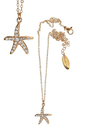 N - Lone Starfish - Stainless Steel - 18K Gold / Clear Cryst
