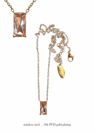 Baguette Crystal Chain Necklace - 18k Gold, Topaz