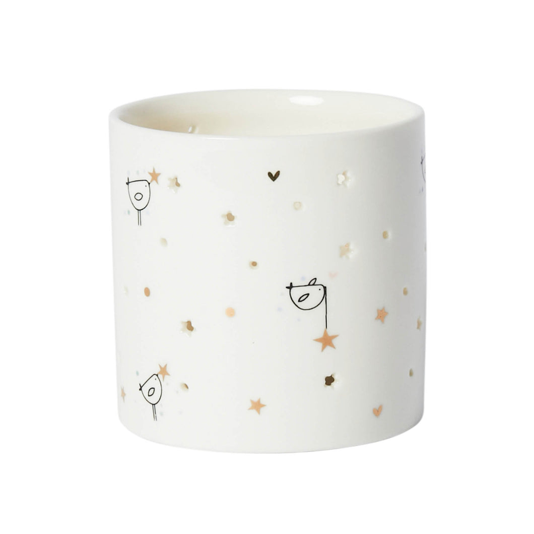 Porcelain Tealight Holder- RepeatBirdWithHeart