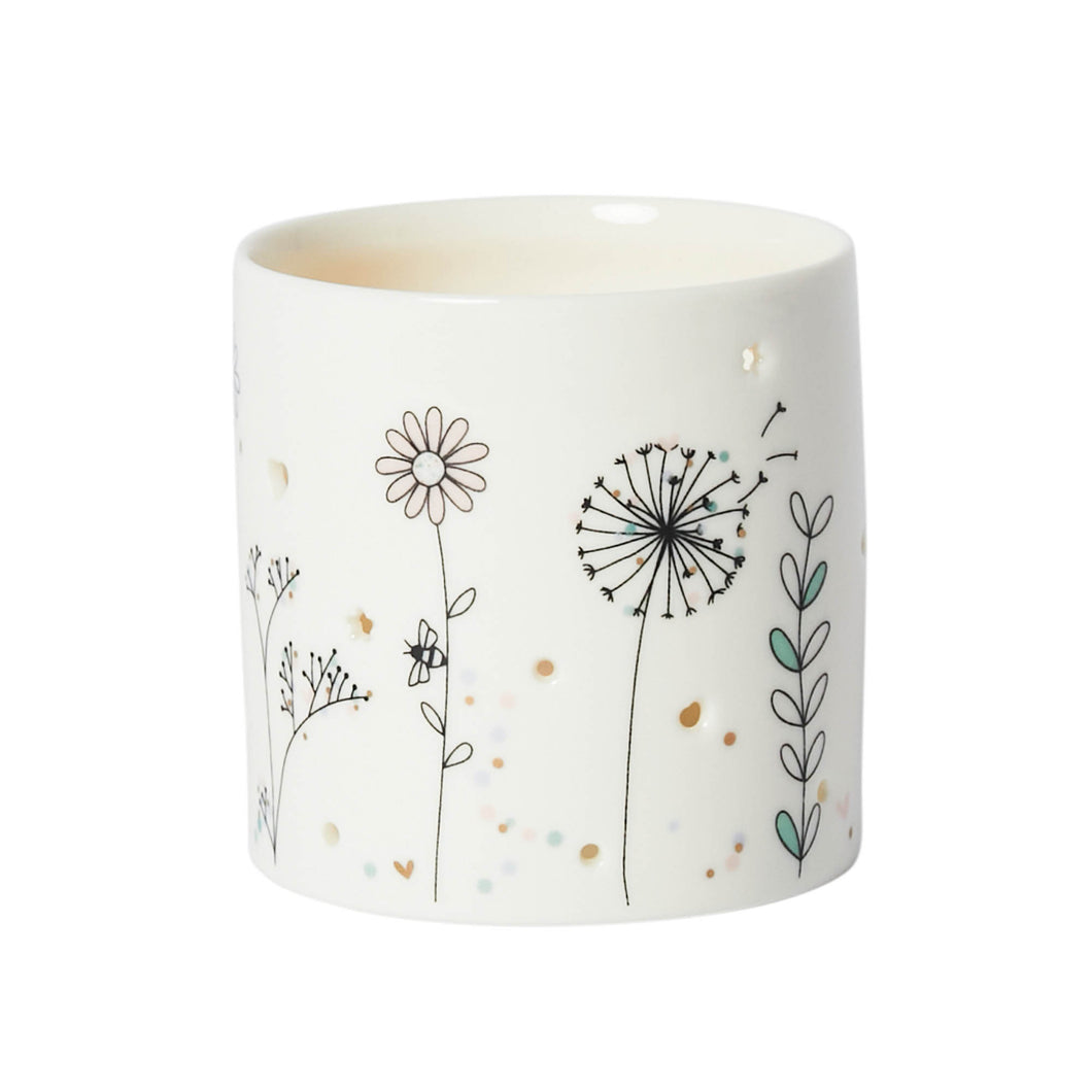 Porcelain Tealight Holder- Wildflowers