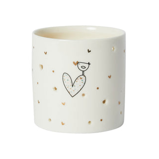 Porcelain Tealight Holder- Bird&Heart