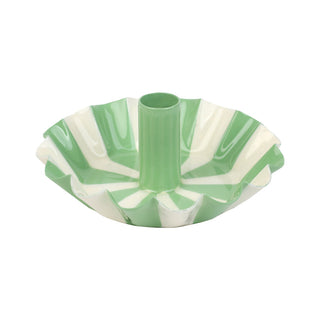 Green Stripe Enamel Candle Holder
