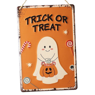 HANGING TRICK OR TREAT METAL SIGN