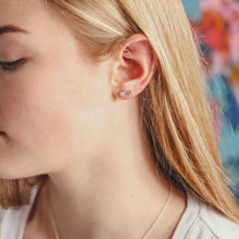 Load image into Gallery viewer, Geo Flower Stud with Pink Enamel
