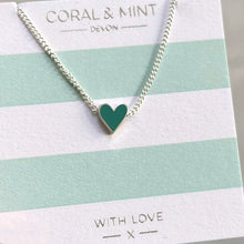 Load image into Gallery viewer, Heart Necklace with Sea Green Enamel
