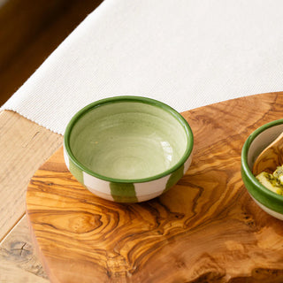 Ceramic Dip Bowl - Green Stripe