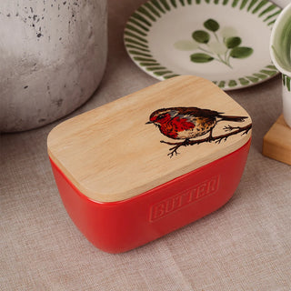 Red Butter Dish - Robin