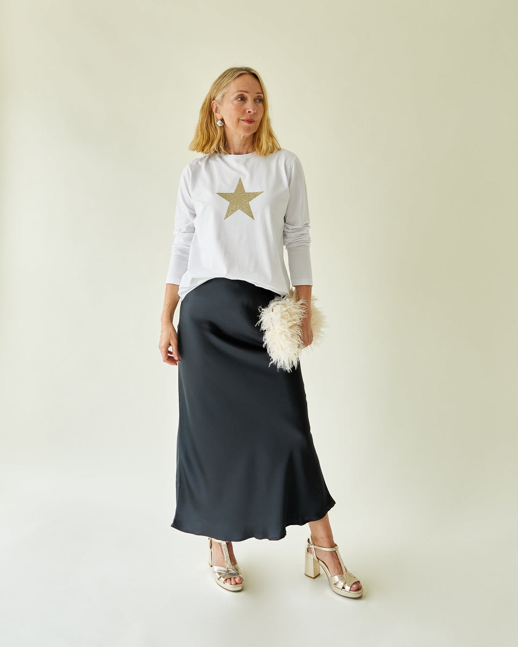 Chalk- Renee Top in White Gold Star