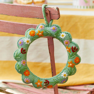 Floral Embroidered Felt Wreath