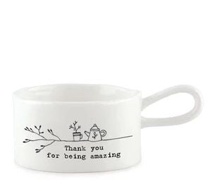 Handled tea light holder - Thank you
