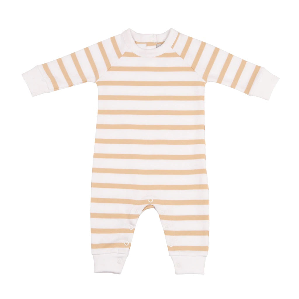 Biscuit and White Breton Striped All-In-One - Size: 0-3