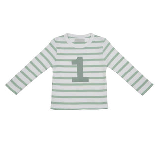 Bob & Blossom Seafoam & White Breton Striped Number T-shirt