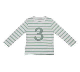 Bob & Blossom Seafoam & White Breton Striped Number T-shirt