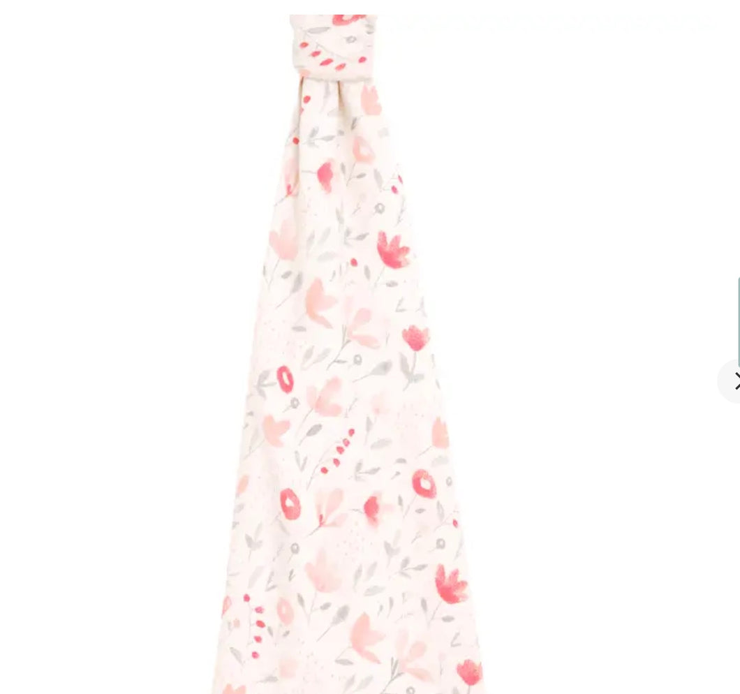 Pink Floral Comfort Knit Swaddle Blanket