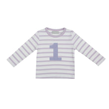 Load image into Gallery viewer, Parma Violet &amp; White Breton Striped Numbers (1-4) T-shirt
