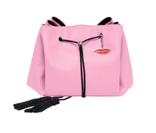 Load image into Gallery viewer, Donna May London Peony Pink Faux Leather Lay Flat Makeup Bag
