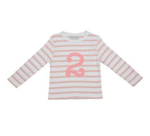 Load image into Gallery viewer, Dusty Pink &amp; White Breton Striped Number (1-4) T-Shirts
