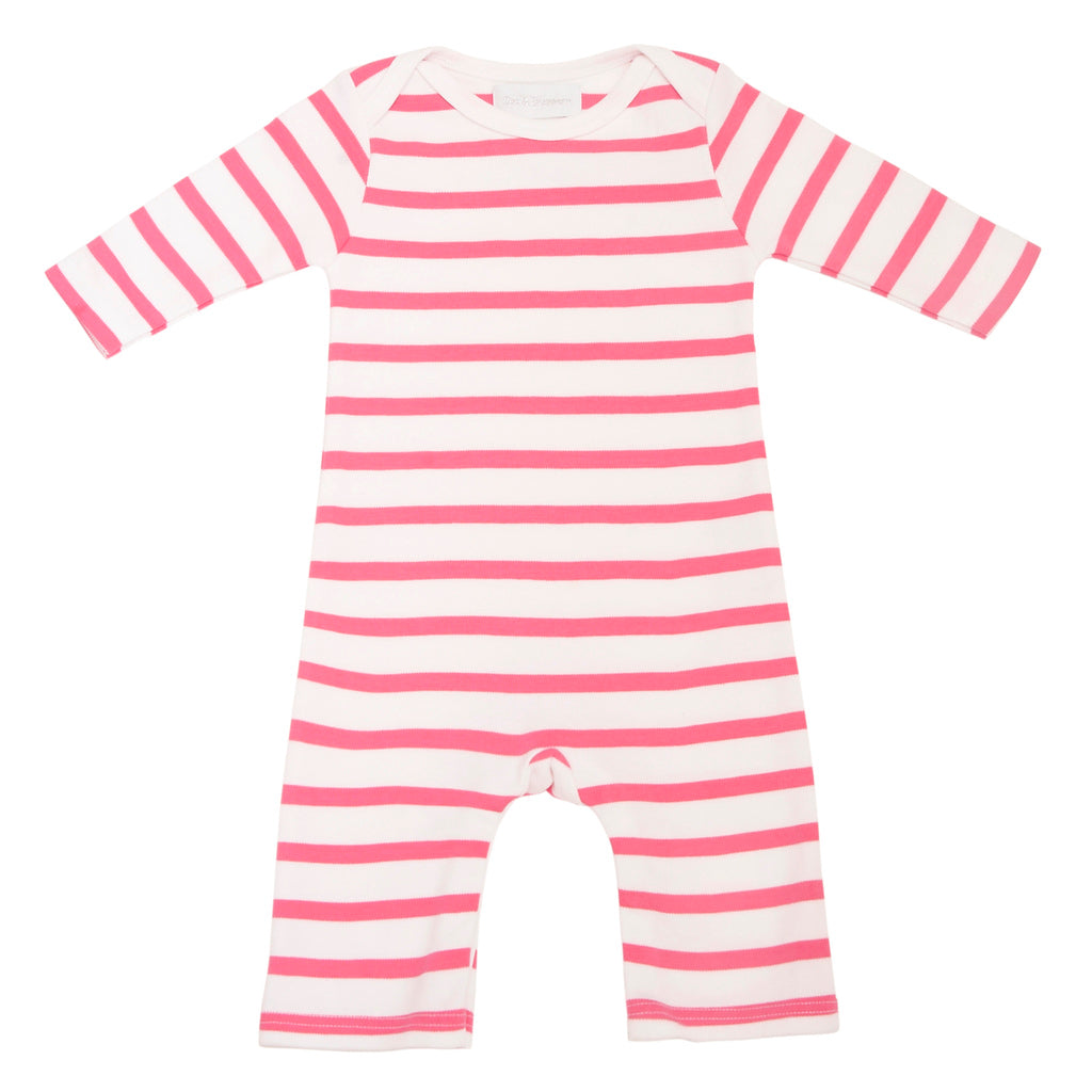 Coral Pink & White Breton Striped All-in-One 6-12 Months