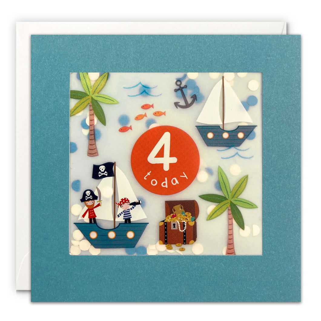 Age 4 Pirates Paper Shakies Card