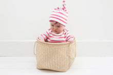 Load image into Gallery viewer, Coral Pink &amp; White Breton Striped All-in-One 6-12 Months
