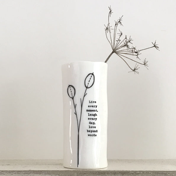 Medium porcelain vase-Live every moment